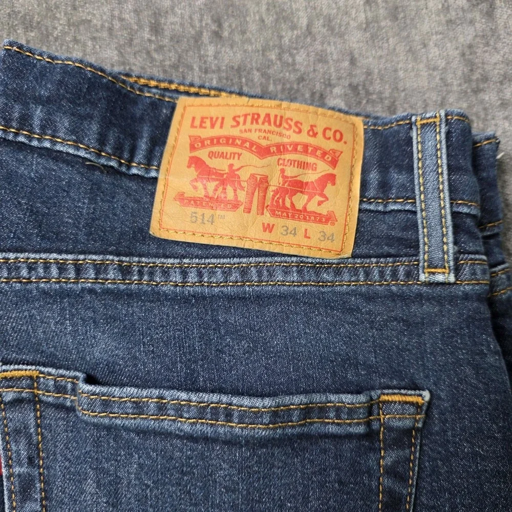 Levis 514 Jeans Mens 34x34 Dark Wash Stretch Denim Straight Fit Mid Rise